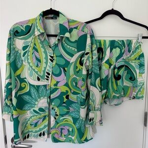 Colorful Leaf Pajamas Loungewear Short Set